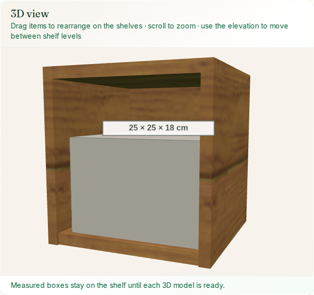 Three-dimensional Plan your storage view of the same Kmart cube opening with the Brantly basket in place